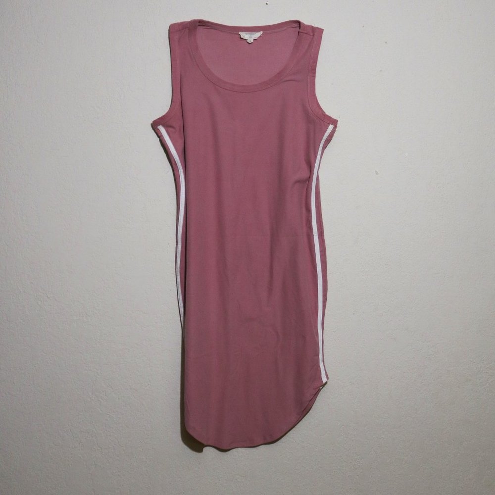 Cute Mauve Pink Cashmere Soft White Stripe Midi